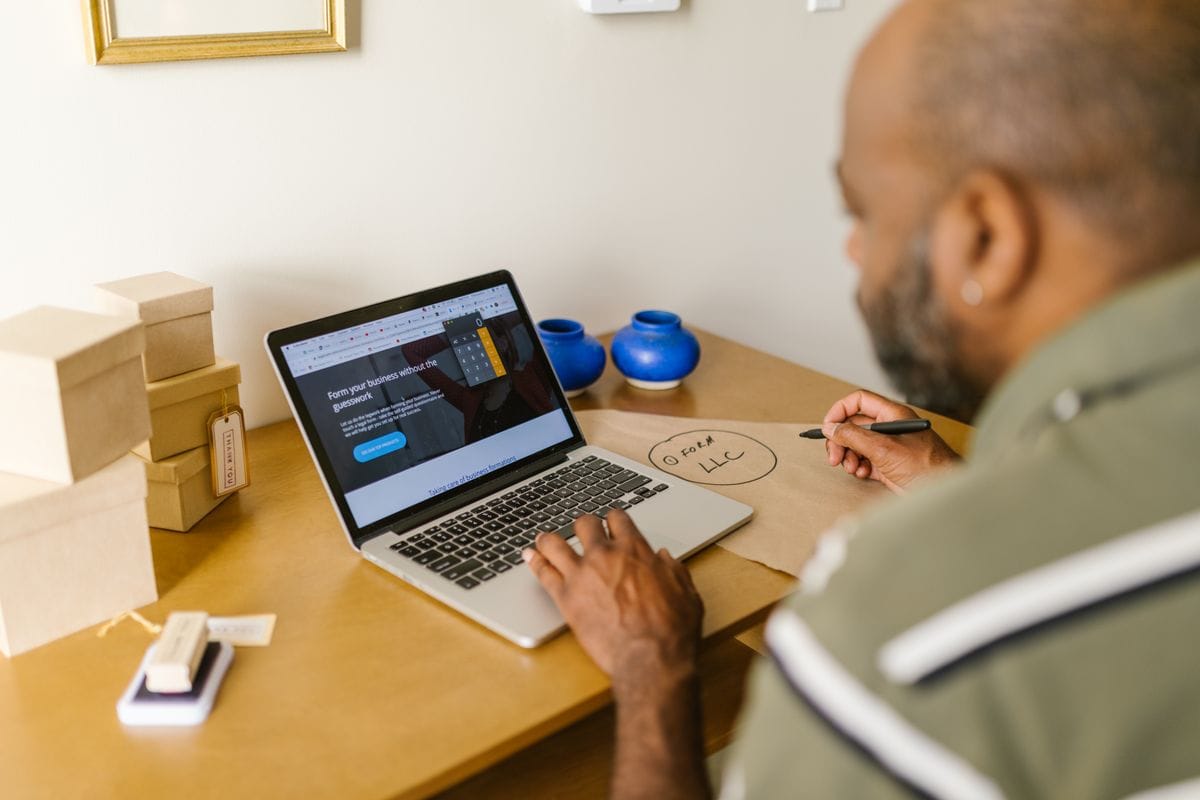 Business owner reviewing financial reports