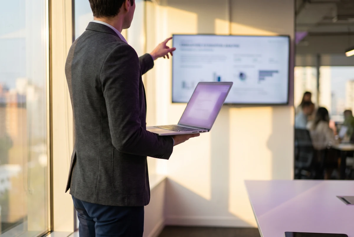 Index World consultant presenting an Odoo ERP dashboard