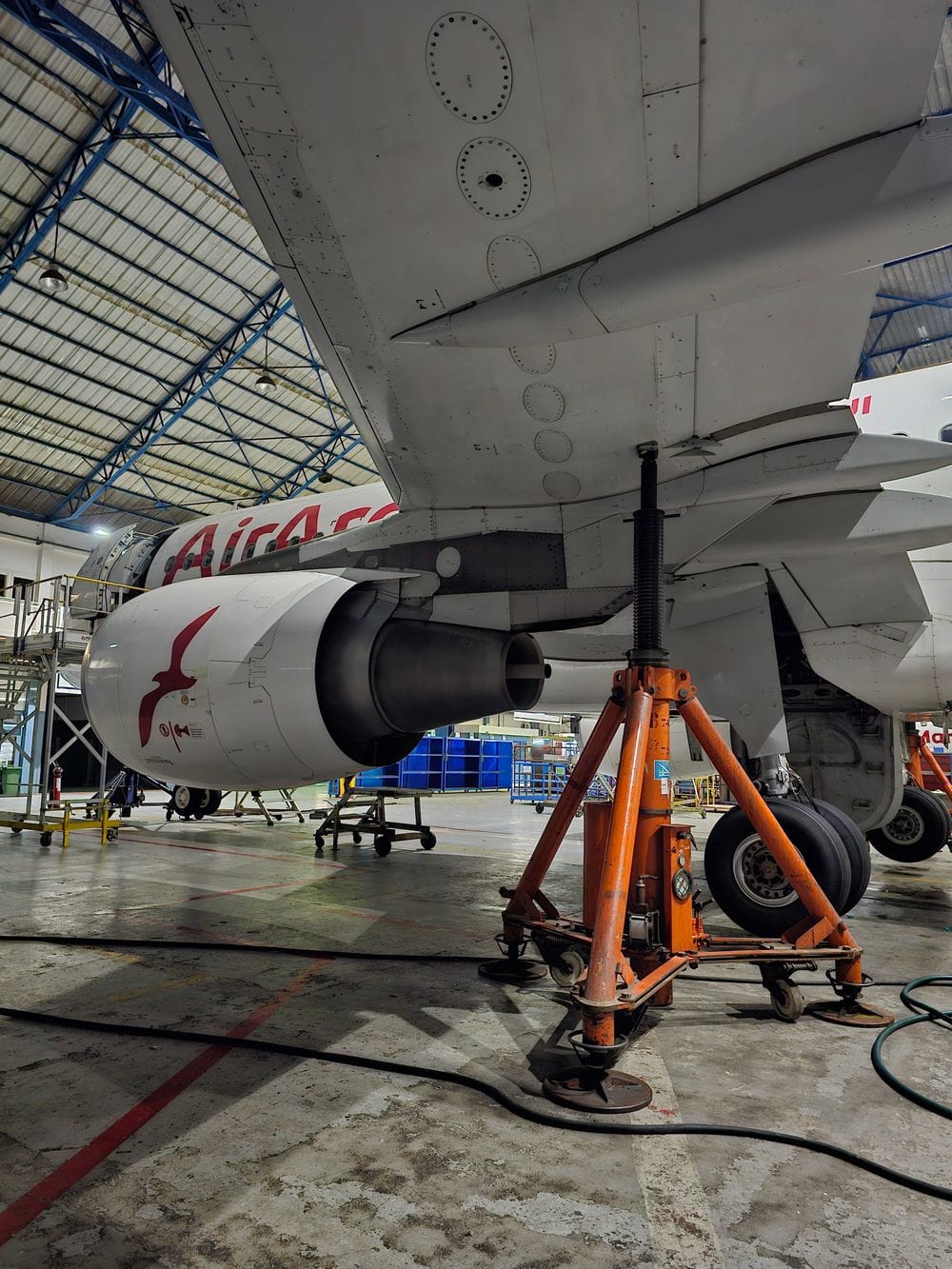 Ground support unit arriving at an aviation MRO shop for intake