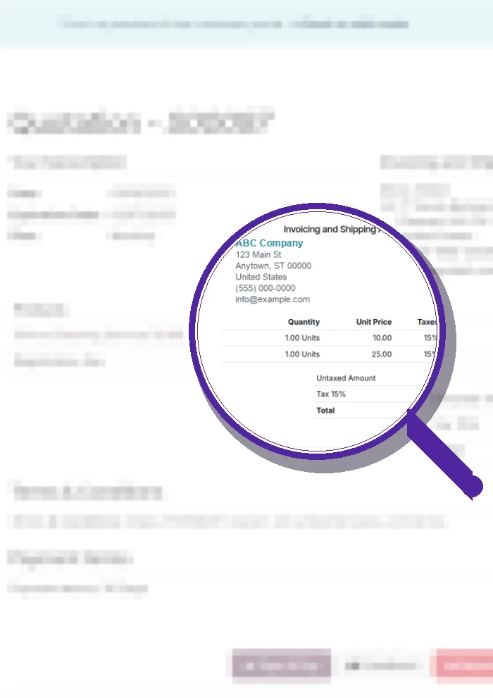 Odoo sales order form showing customer, invoice address and referrer fields